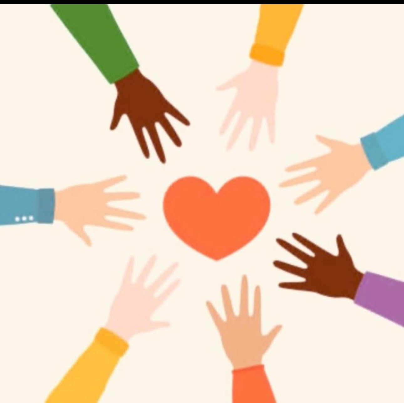 Helping hands surrounding a heart